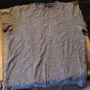 Gray Striped Short Sleeve Tee